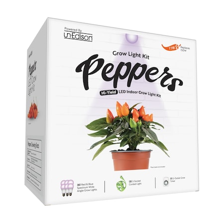 Miracle Led Unedison 2-Socket Red&Blue Spectrum 11W Replace 150W Wide Angle Indoor Pepper Grow Light Kit, 3PK 802025